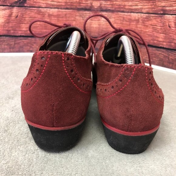 Clarks Somerset Wine Brogue Oxford Derby Suede Lace Up Shoes - Picture 5 of 14